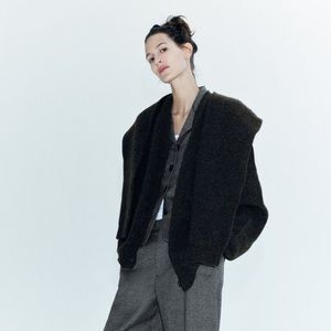 ZARA 100% WOOL KNOTTED CARDIGAN